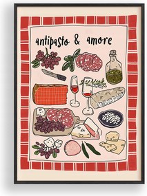 Vászonkép Antipasto Olasz Poszter Fa Keret Fekete 30x42 cm