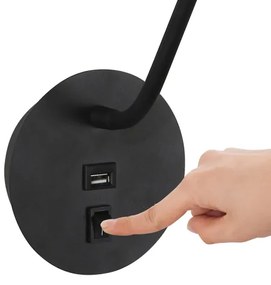 Brilagi - LED Rugalmas fali lámpa USB porttal MAYA LED/3W/230V fekete