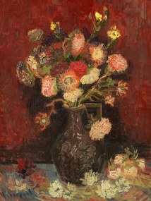 Festmény reprodukció Vase with Cinese Asters & Gladioli (Vintage Flowers) - Vincent van Gogh, (30 x 40 cm)