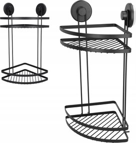 Fürdőszobai Polc loft stílusú fekete matt fúrás nélkül 2 polc