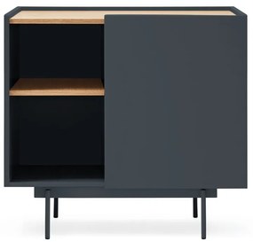 Antracitszürke-natúr színű alacsony komód tölgyfa dekorral 90x78 cm Otto – Teulat