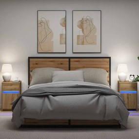 LED Éjjeli Szekrény 2 pcs kézműves tölgy 38 x 34 x 61 cm