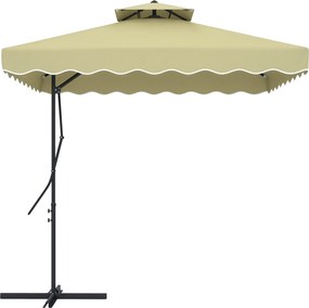 Outsunny Napernyő, 243 x 243 cm-es Balkon Napernyő UV Védelemmel, Cantilever Napernyő Dupla Tetővel, Keresztalappal, Terasz Napernyő Ráncokkal, 4 Szár