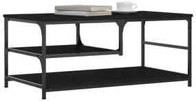 Fekete szerelt fa dohányzóasztal 90 x 49 x 40 cm