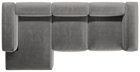 Világosszürke kordbársony sarokkanapé (bal oldali-heverő résszel) Bergano – Cosmopolitan Design