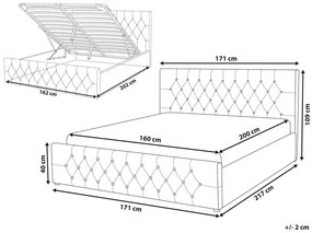 Franciaágy 160 cm AMESIA (szürke) (ágyráccsal és tárolóhellyel). 1023467