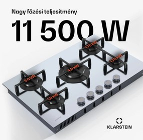 Klarstein Illuminosa 5 gáz főzőlap 5 Sabaf égő rozsdamentes acélból