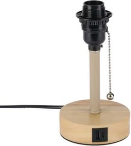 Brilagi - TABLON asztali lámpa USB-porttal 1xE27/25W/230V tölgy/bézs/szürke