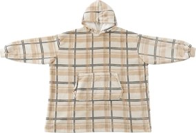 báránybunda hatású kapucnis, ujjas pléd PLAID, krém színű