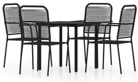 vidaXL 5 részes fekete kerti étkezőgarnitúra