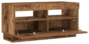 antik fa színű szerelt fa TV-szekrény LED-ekkel 80x35x40 cm
