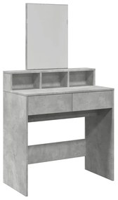 betonszürke fésülködőasztal tükörrel 80 x 41 x 144,5 cm