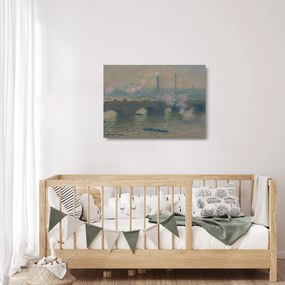 Üveg kép - Claude Monet, Waterloo Bridge, Gray Day, reprodukciók (70x50 cm)