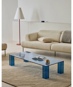 Kék üveg dohányzóasztal 60x140 cm Adularia – Kave Home