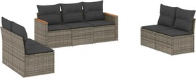 vidaXL 7 részes szürke polyrattan kerti ülőgarnitúra párnákkal