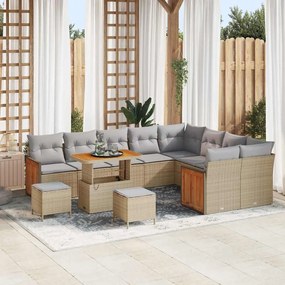 Kerti Kanapé Szett 12 pcs Bézs 90 x 55 x 71 cm polirattan