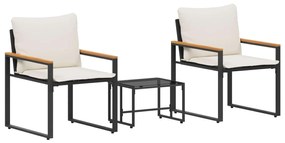 vidaXL Bútor szettek párnával 3 pcs Fekete és krémfehér Rattan