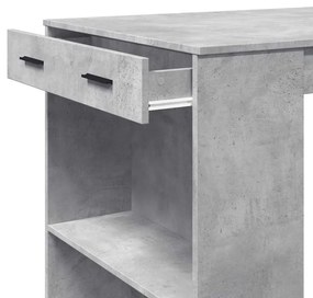 betonszürke szerelt fa bárasztal 102 x 70 x 103,5 cm
