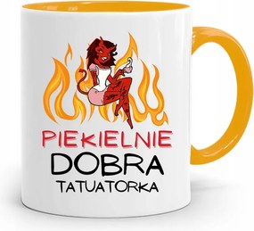 Tetoválóknak Tetováló Bögre Sárga Ajándék fényképes nyomtatással