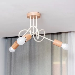 Felületre szerelt csillár OXFORD 3xE27/15W/230V fenyő/krémszínű