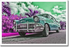 Poszterek keretben 60x40 Klasszikus autó türkizkékben