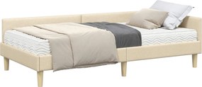 vidaXL Sarok Ágykeret Matraccal matracmal 2 pcs Krém szövet