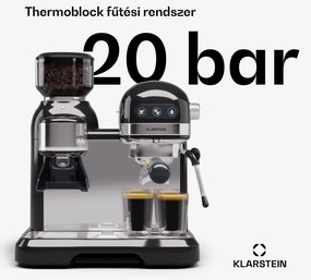 Klarstein Bella Café, eszpresszó kávéfőző, őrlővel együtt, 1550 W, 20 bar, 1,4 liter