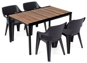Ravello 4+1 kerti bútor garnitúra szett dió-fekete