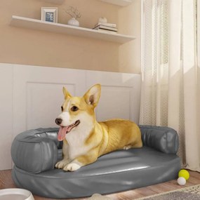 Szürke ergonomikus műbőr kutyaágy 75 x 53 cm