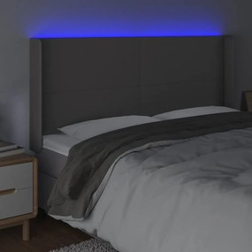 szürke műbőr LED-es fejtámla 183x16x118/128 cm