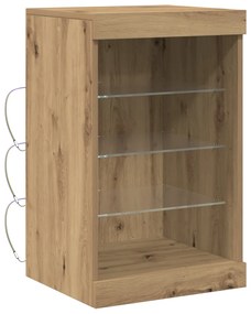 LED világítással ellátott oldalszekrény, kézműves tölgy 41x37x67 cm