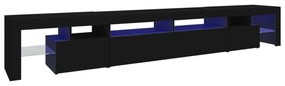 fekete TV-szekrény LED-világítással 260x36,5x40 cm
