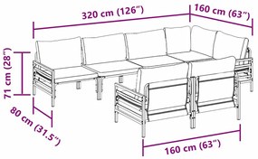 Kerti Kanapé Szett párnával 7 pcs Antracitszürke Acél &amp; szövet