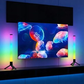 SZETT 2x LED RGBIC dimmelhető asztali lámpa LED/5W/5V fekete + távirányító