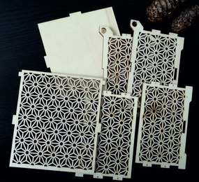 Vintage doboz fából - Könnyű, méret: 12,6x12,6x8,2 cm, félkész - leszállított leszerelés