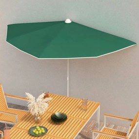 Zöld félköríves napernyő rúddal 180 x 90 cm