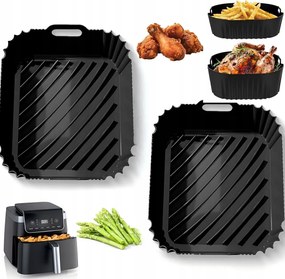 Szilikon Utántöltő Air Fryer Olajsütőhöz Bpa-mentes Fekete 6,5 l és 4,3 l