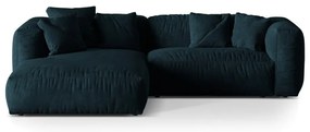 Sötétkék bársony moduláris sarokkanapé (bal oldali-heverő résszel) Martina – Micadoni