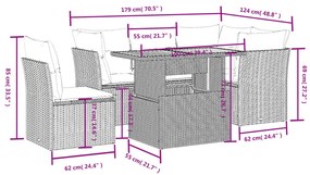 5 részes bézs polyrattan kerti ülőgarnitúra párnákkal