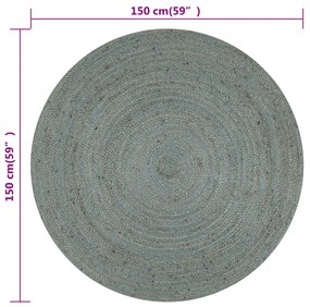 olívazöld kézzel font kör alakú jutaszőnyeg 150 cm