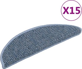 vidaXL 15 db szizál hatású kék öntapadó lépcsőszőnyeg 56x17x3 cm