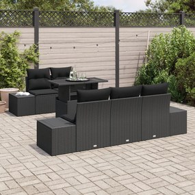 Kert kanapé szett 6 darabos Fekete Poliészter rattan