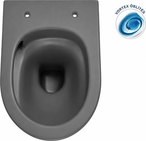 Eros ES BELLA SLIM fali WC - MATT SZÜRKE - WC ülőkével - VORTEX örvényöblítéssel - 49 cm