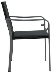 4 db fekete polyrattan kerti szék párnával 56x59x84 cm