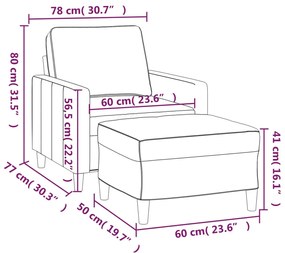 sárga bársony kanapéfotel lábtartóval 60 cm