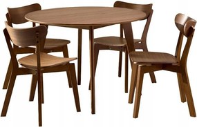 Kerek asztal 4szék dió furnér lábak kaucsukfa barna