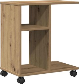 vidaXL Oldalasztal polcokkal kézműves tölgy 50 x 30 x 55 cm Faanyag