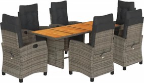 vidaXL 9 részes szürke polyrattan kerti étkezőgarnitúra párnával