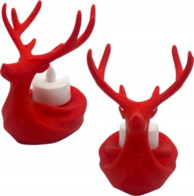Karácsonyi figura Szarvas Gyertyatartó Tea Light Led Rénszarvas Dekoráció Piros