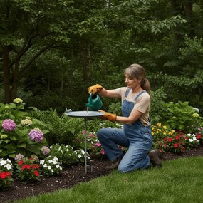 Fém leszúrható madáritató, szürke, 107 cm